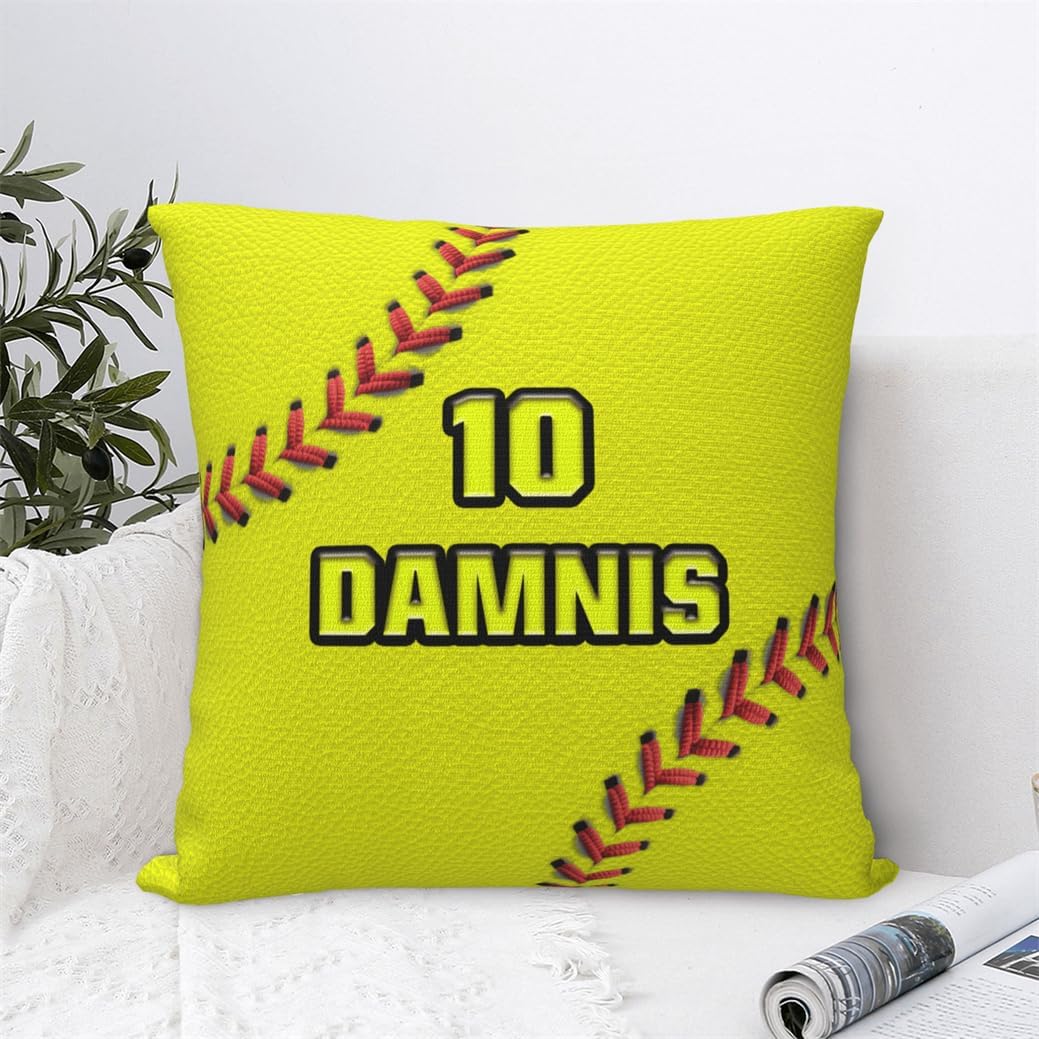 Personalized Name Sport Enthusiast Pillowcase Custom Ball Sport Themed Baseball Throw Pillowcase Customized Sports Themed Funny Throw Pillow Cover Baseball Lovers Home Decor Gift for Sofa Bedding