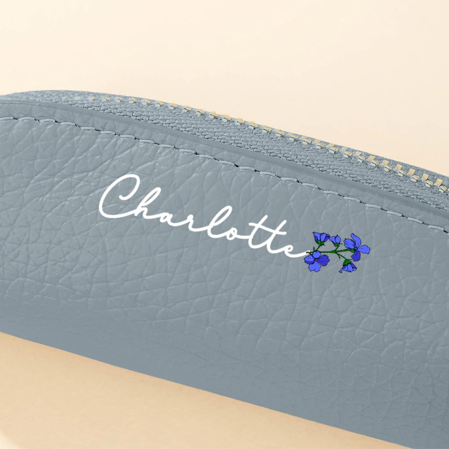 Personalized Birth Flower Multicolor Mini PU Leather Coin Purse Zipper Small Coin Change Pouch Makeup Bag with Name Travel Essential Birthday Gift for Women