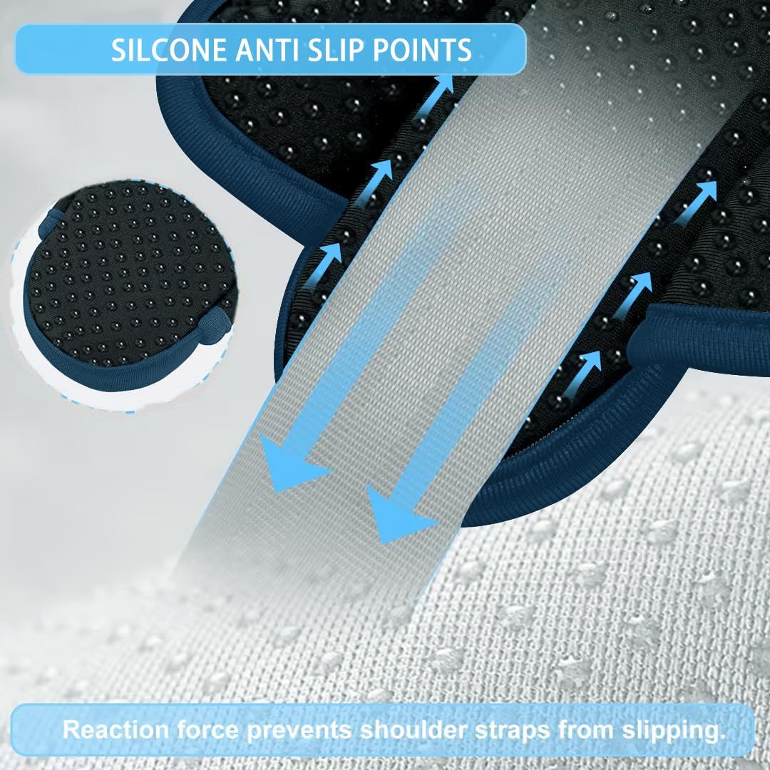 ZINZ 2-Pack Universal Shoulder Pad with Ultra Thick Cushion for Bag Luggage Bag Crossbody, Plus Long & Anti-Slip & Breathable,Black-Blue Edge