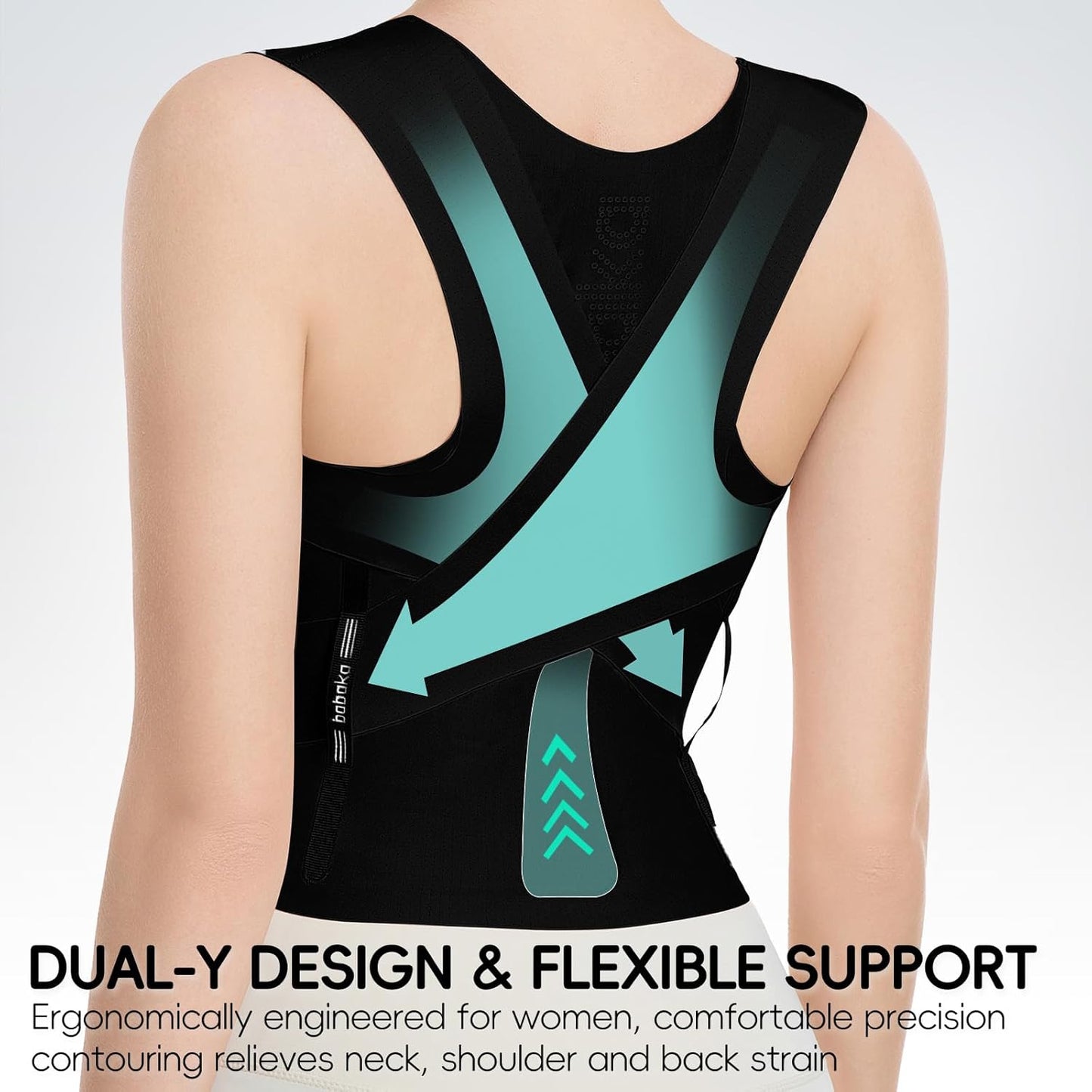 babaka Posture Corrector for Women, Invisible Lightweight Adjustable Back Brace for Upper and Lower Back Pain Relief, Hunchback, Hump, Scoliosis, Thoracic, Spine Corrector Under Clothes (Black, Medium)