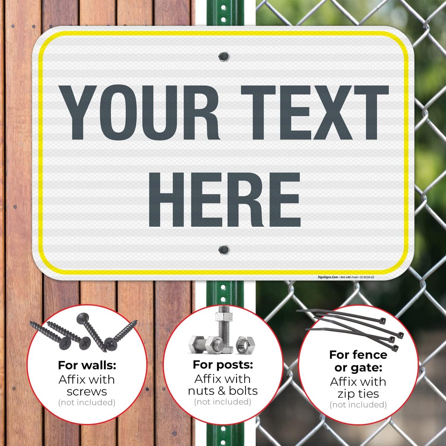 Personalized Custom Customize for Office, Business, Workplace, Home, Airbnb, Delivery Yellow Sign, 12x18 Inches, 3M EGP Reflective .063 Aluminum, Fade Resistant, Made in USA by Sigo Signs