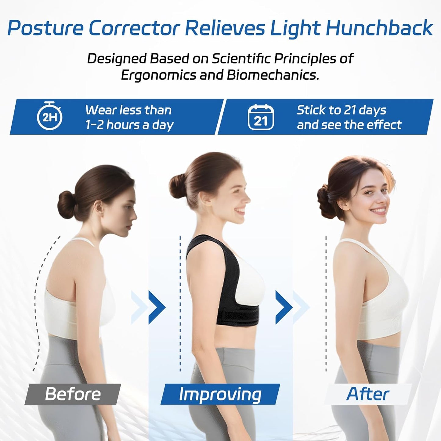 Posture Corrector for Women and Men, Adjustable Back Brace Posture Corrector with Shoulder Brace & Back Straightener, Upper Back Support for Clavicle, Neck, Shoulder Pain Relief (Black, Large)