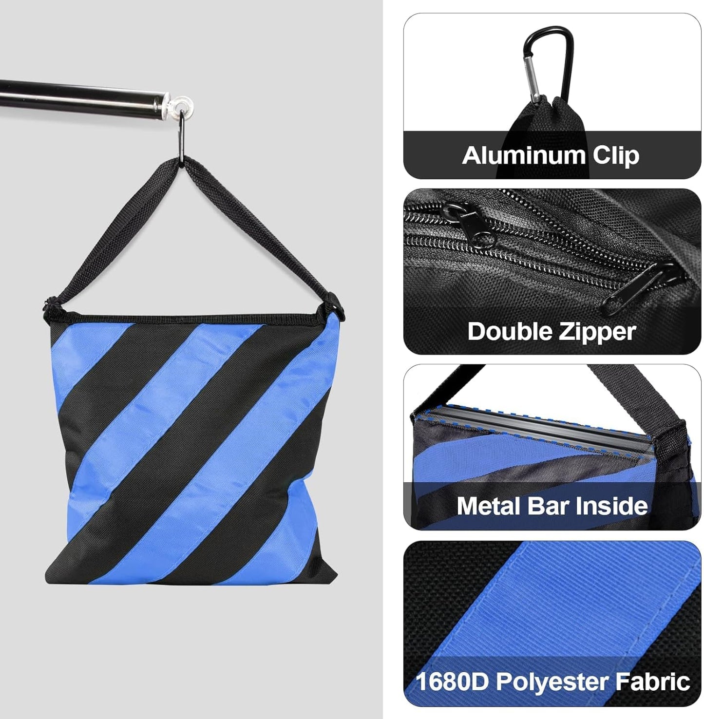 EMART Heavy Duty Sandbag Photo Studio Weight Bag Saddlebag Design for Photography Light Stand Tripod, Outdoor Patio, Sports, Pop up Tent, Umbrella Base, Camping, Fishing Chair -4 Packs Set(Blue)