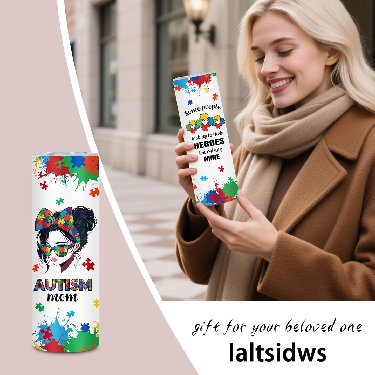 Autism Mom Gifts, Autism Awareness Tumbler for Mom - 20 oz Tumblers With Straws and Lid For Warrior Moms, Autism Cups Encouragement Gift