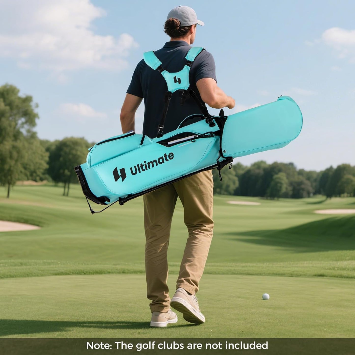 ULTIMATE Golf Stand Bag, 8-Way Golf Bag with 5 Pockets, Rain Hood, Detachable Dual Shoulder Strap, Lumbar Pad, Handles, Portable Golf Club Bag for Men & Women