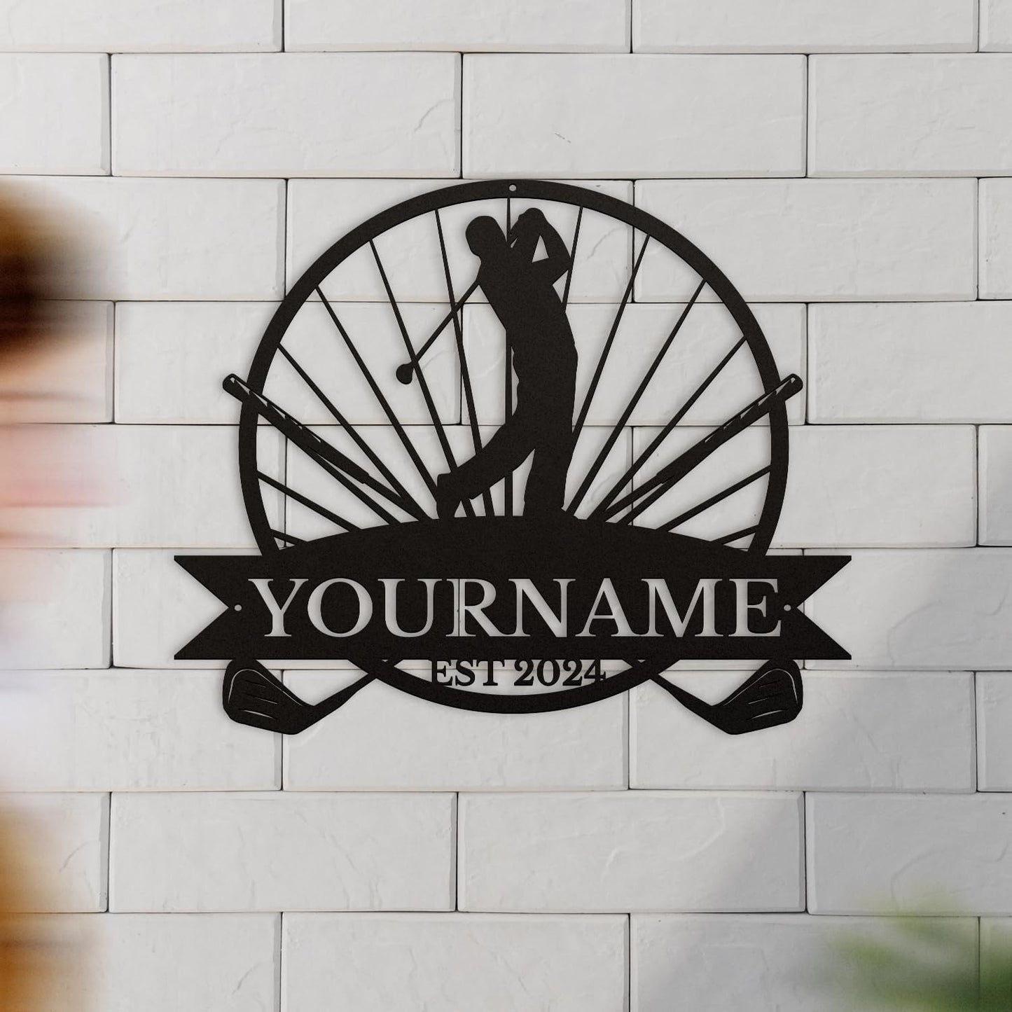 Generic Personalized Golf Name metal Signs,Custom Shed Metal Wall Decor,Black Metal Wall Art Decor,Home Metal Signs Plaques,Outdoor wall Decorative Signage (Style A)