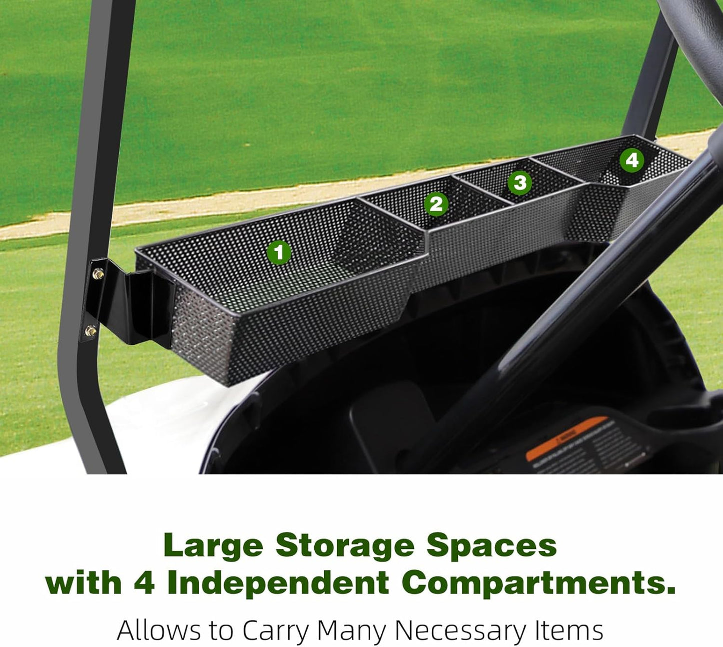 Tempo/Onward Golf Cart Front Basket, Front Inner Dash Tray Storage Organizer Compatible with Club Car 2017 and Newer Onward & Tempo, Sturdy One-Piece Design & Water Resistance