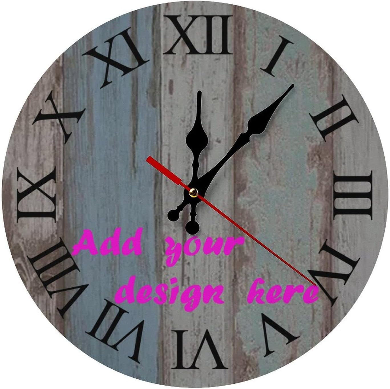 Custom Wall Clock,Personalized Wood Clock add Your Photo/Text,Customizable Silent Round Decoration for Kitchen Bathroom 23.6inch style5