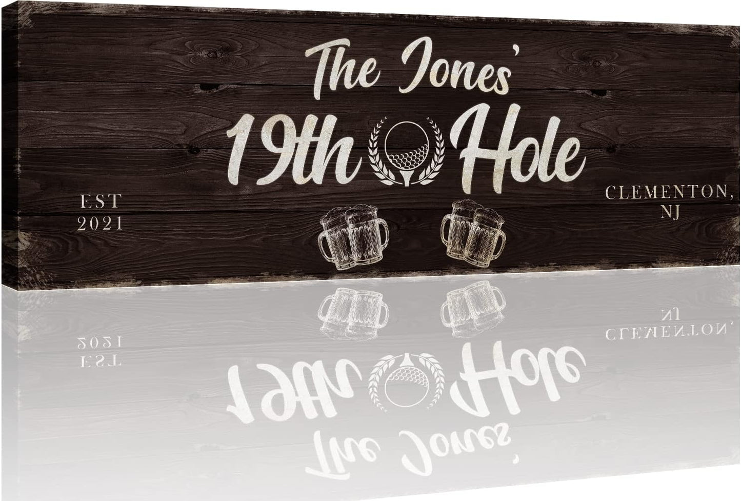 TAILORED CANVASES Golf Art Decor - Personalized Vintage Golf Wall Art Sign for Man Cave, Bedroom, Basement, Home Bar and Custom Gift for Husband, Dad, Wedding & Anniversary - 19th Hole Sign, 36"x12"
