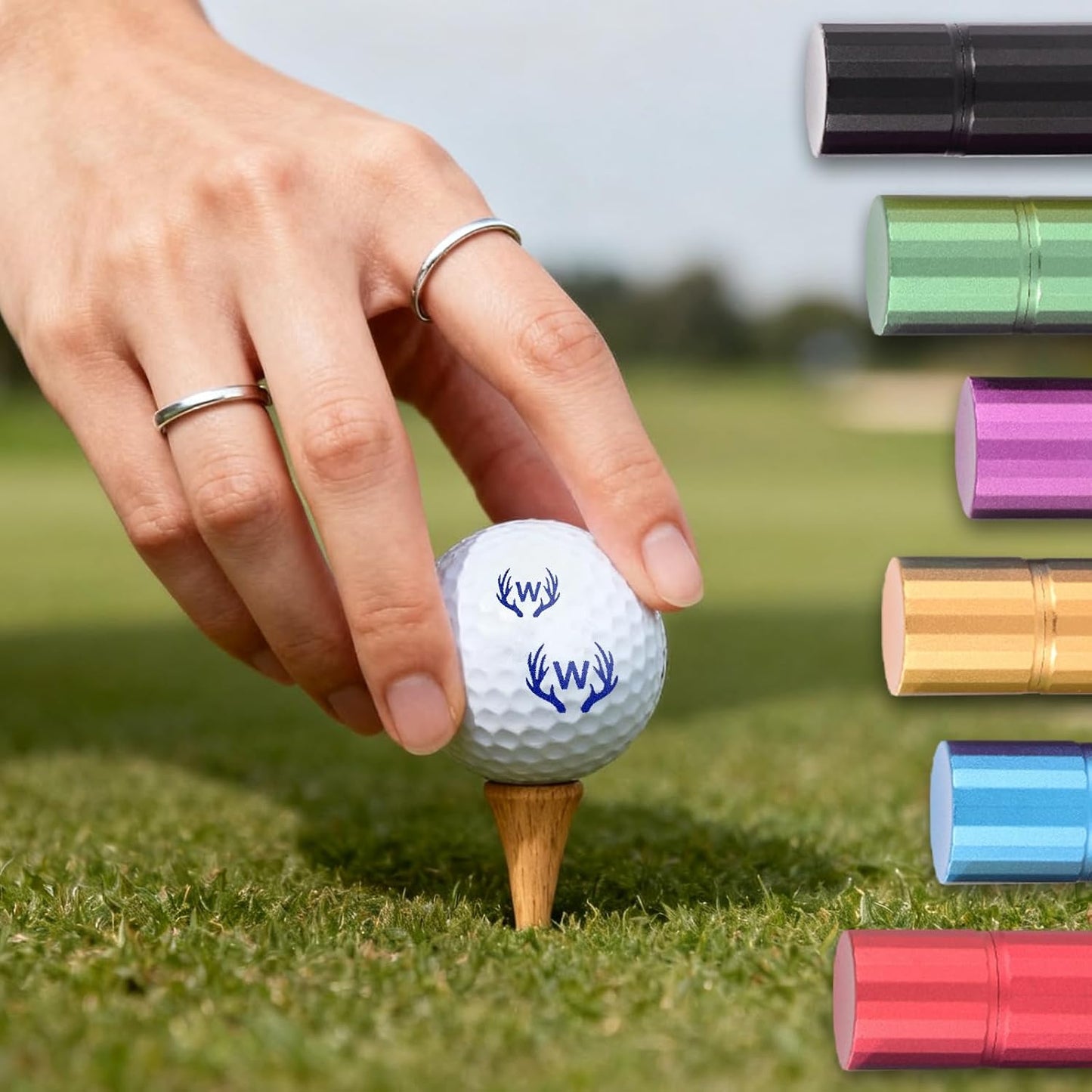 Golf Ball Stamp with Ink Personalized - 24 Design Options - Custom Golf Ball Marker Stamp,Custom Name & Design Stamper for Golfers, Golf Accessories