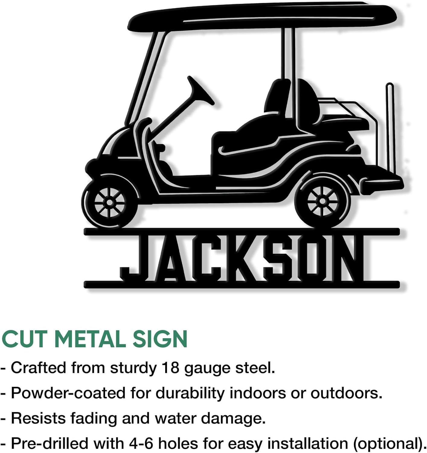 Personalized Golf Cart Metal Sign – Custom Golfer Name Wall, Fence, Yard, Porch, Patio, Garage, Home, or Clubhouse Decor – Gift for Dad, Mom, Husband, Wife, Golfer, or Golf Lover on Birthday