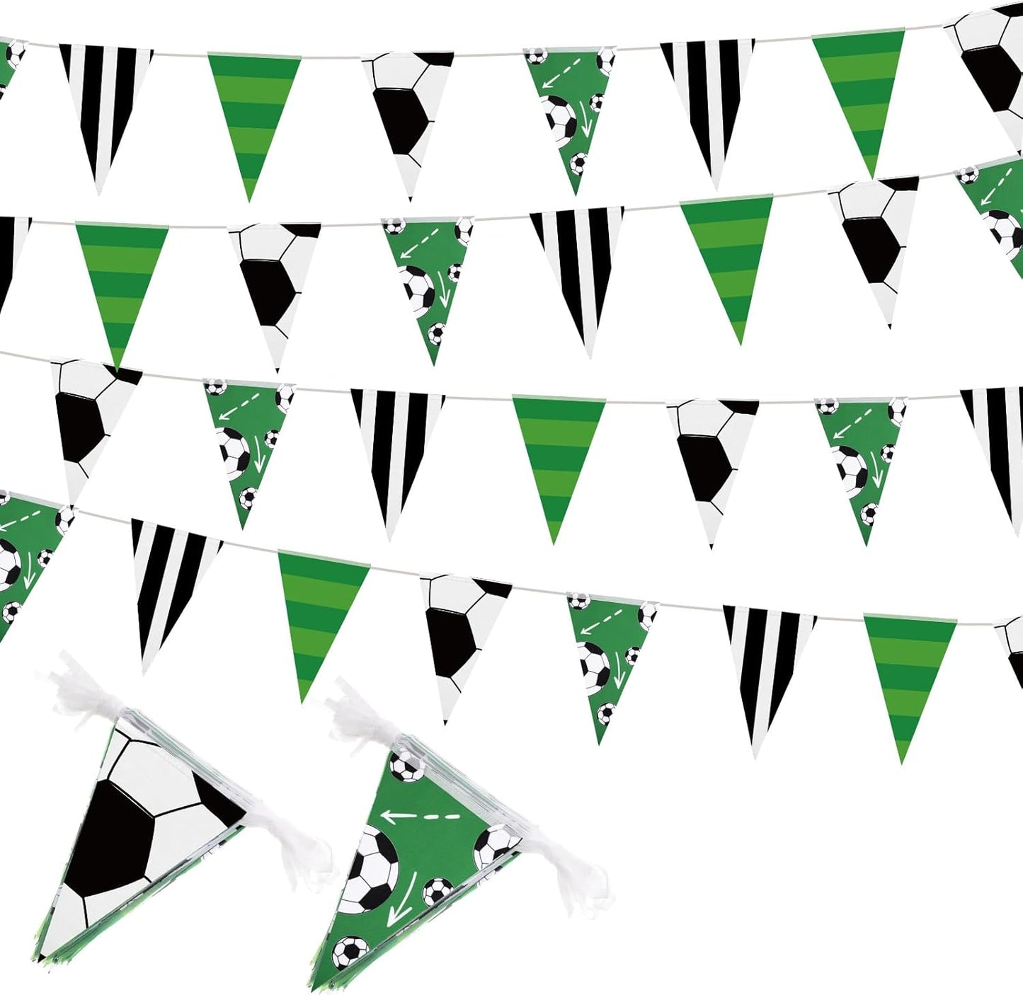 VitalCozy 4 Pcs 131 ft Soccer Pennant Banners Party Decorations American Soccer Theme Triangle Flags Garland Bunting for Birthday Camp BBQ Party Supplies Home Outdoor Hanging Decor