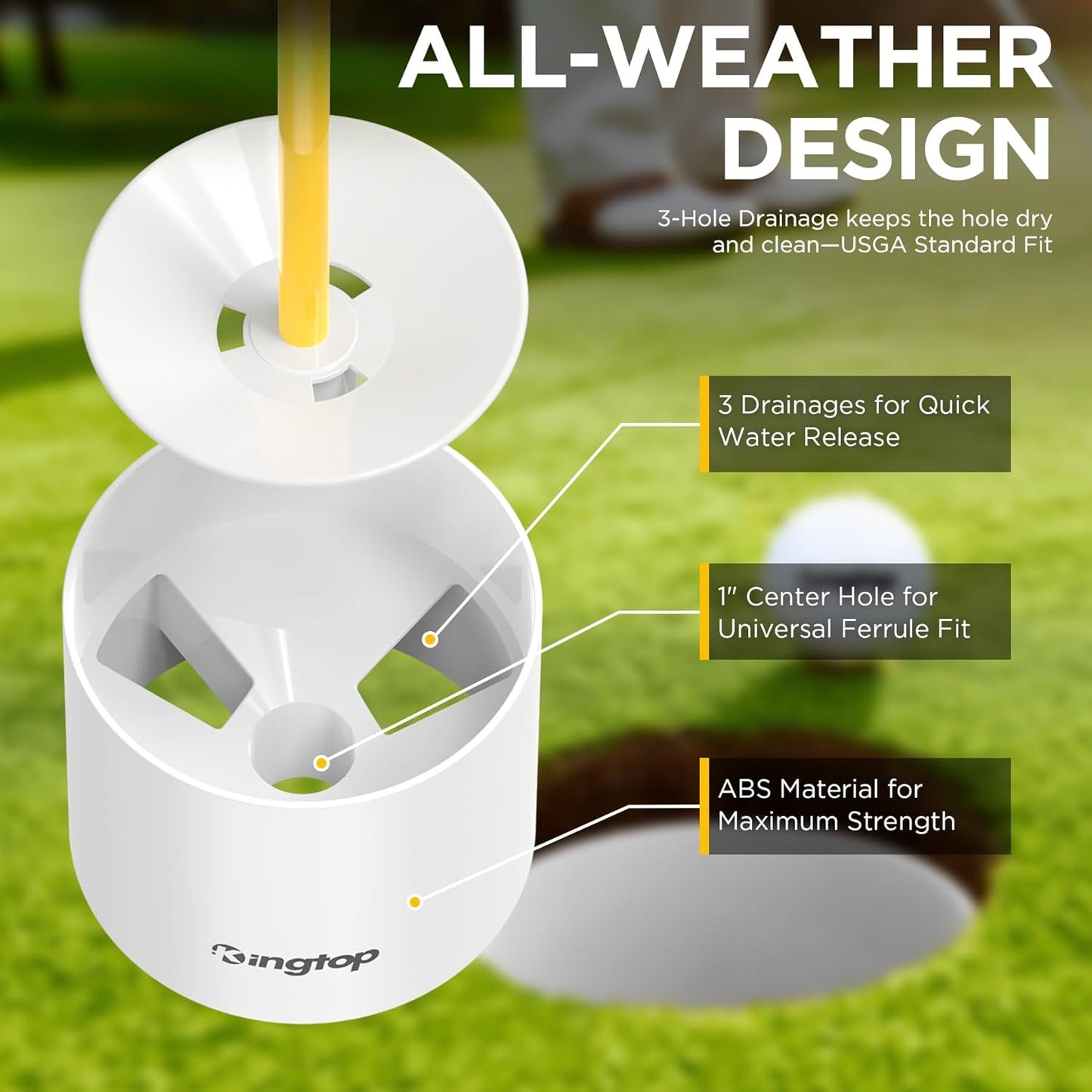 KINGTOP Golf Flagstick Mini, Putting Green Flag for Yard, All 3 Feet, Double-Sided Numbered Golf Flags, Golf Pin Flag Hole Cup Set, Portable 2-Section Design, Gifts Idea