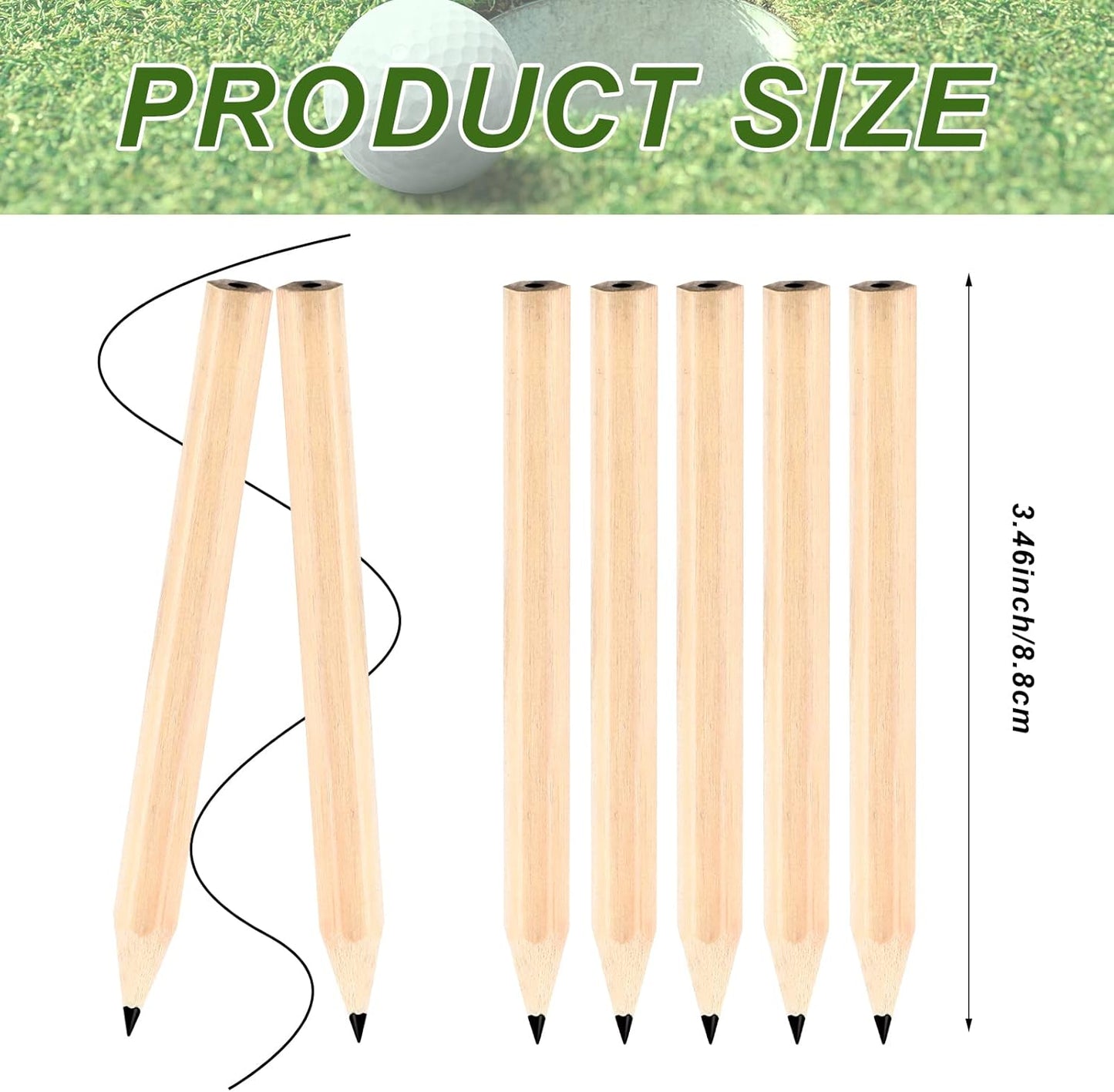 Yexiya Golf Pencils Bulk Half 2 HB 3.5 Pre Sharpened Hexagonal Yellow Wood Mini Pencils for Party Favors Kids School Classroom Office Supplies(2000 Pcs)
