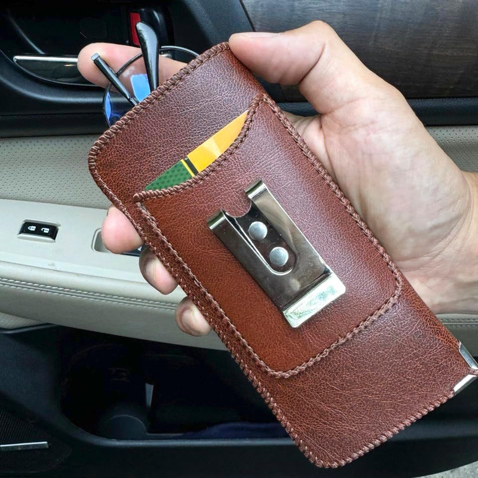 Orsus Soft Glasses Case with Belt Clip & Card Pocket, PU Leather Eyeglass Sunglasses Case Pouch Felt Lining