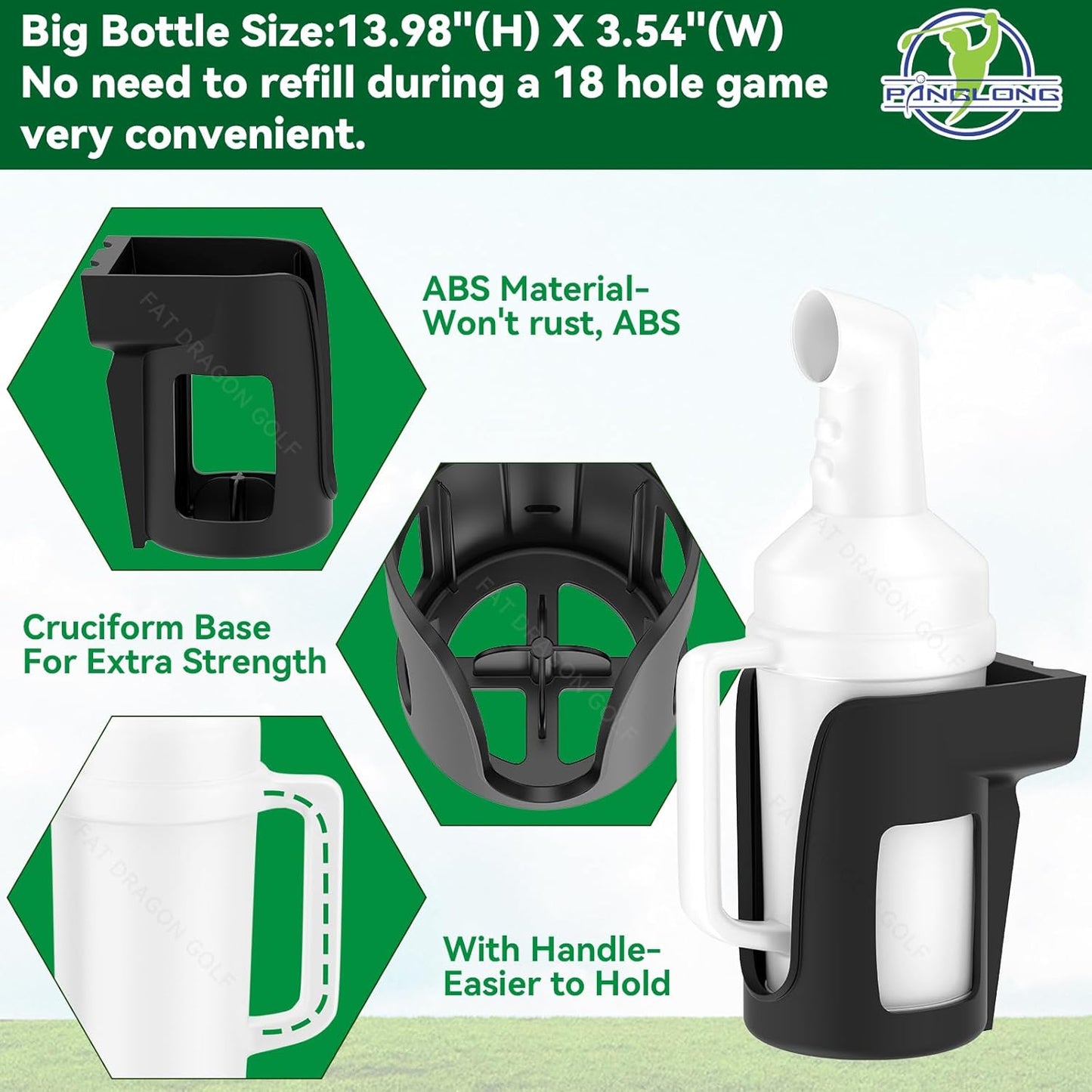 Panglong Precedent Golf Cart Sand Bottle with Handle 1Pcs or 2Pcs, Divots Filler Sand & Seed Bottle with Rattle Proof Holder