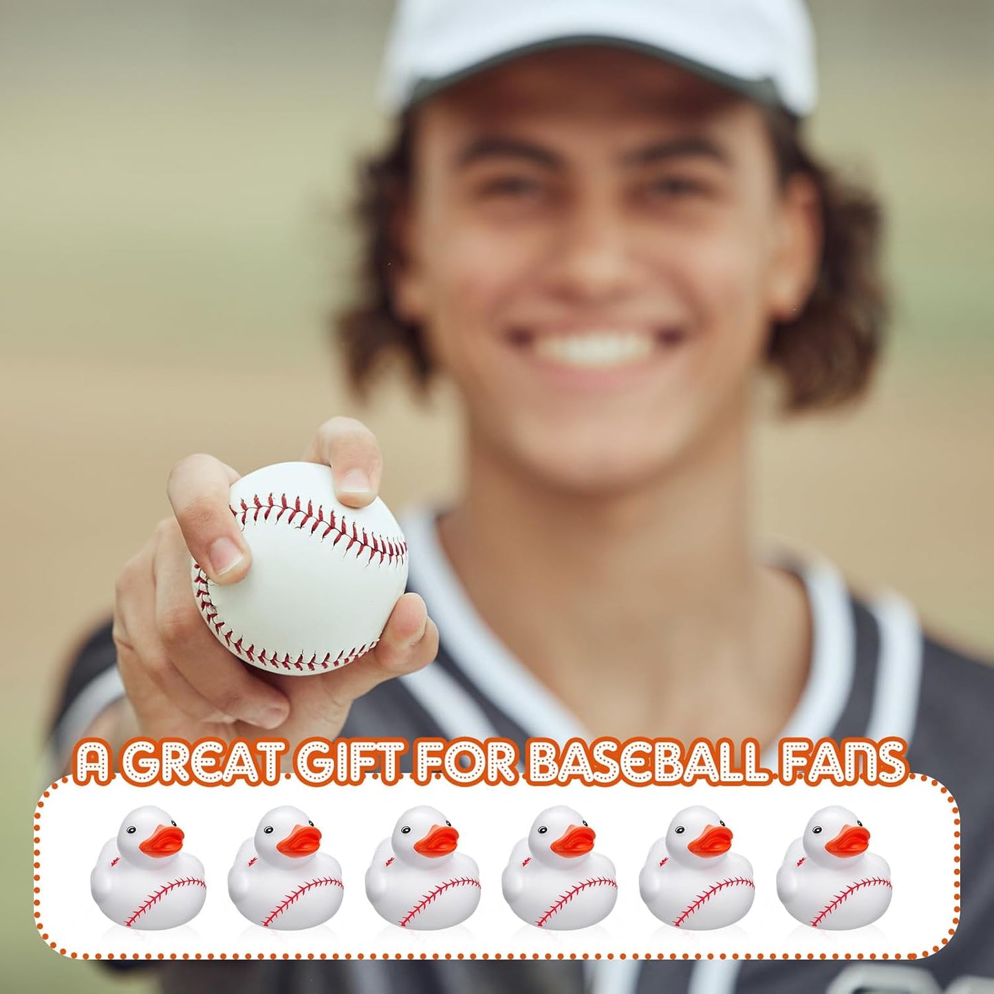Deekin Rubber Duck 2 Inch Bulk Sport Party Favors for Team Events Game Day Decorations Birthday Party Decorations Club Player Gift(50 Pcs,Baseball)