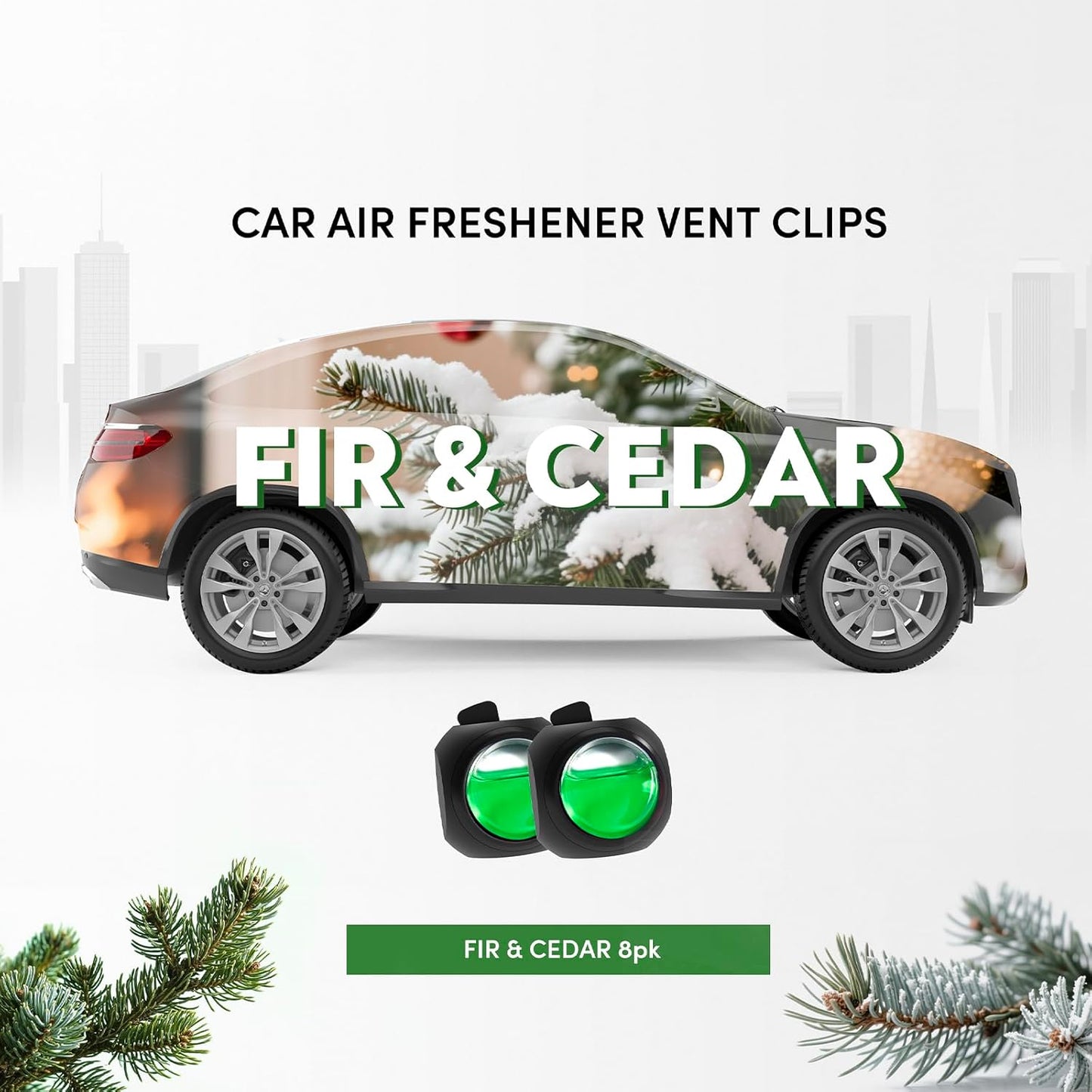 Car Air Freshener Vent Clips, 8 Pack, Provides Long-Lasting Scent, Up to 240 Days, Odor Eliminator (Cedar)