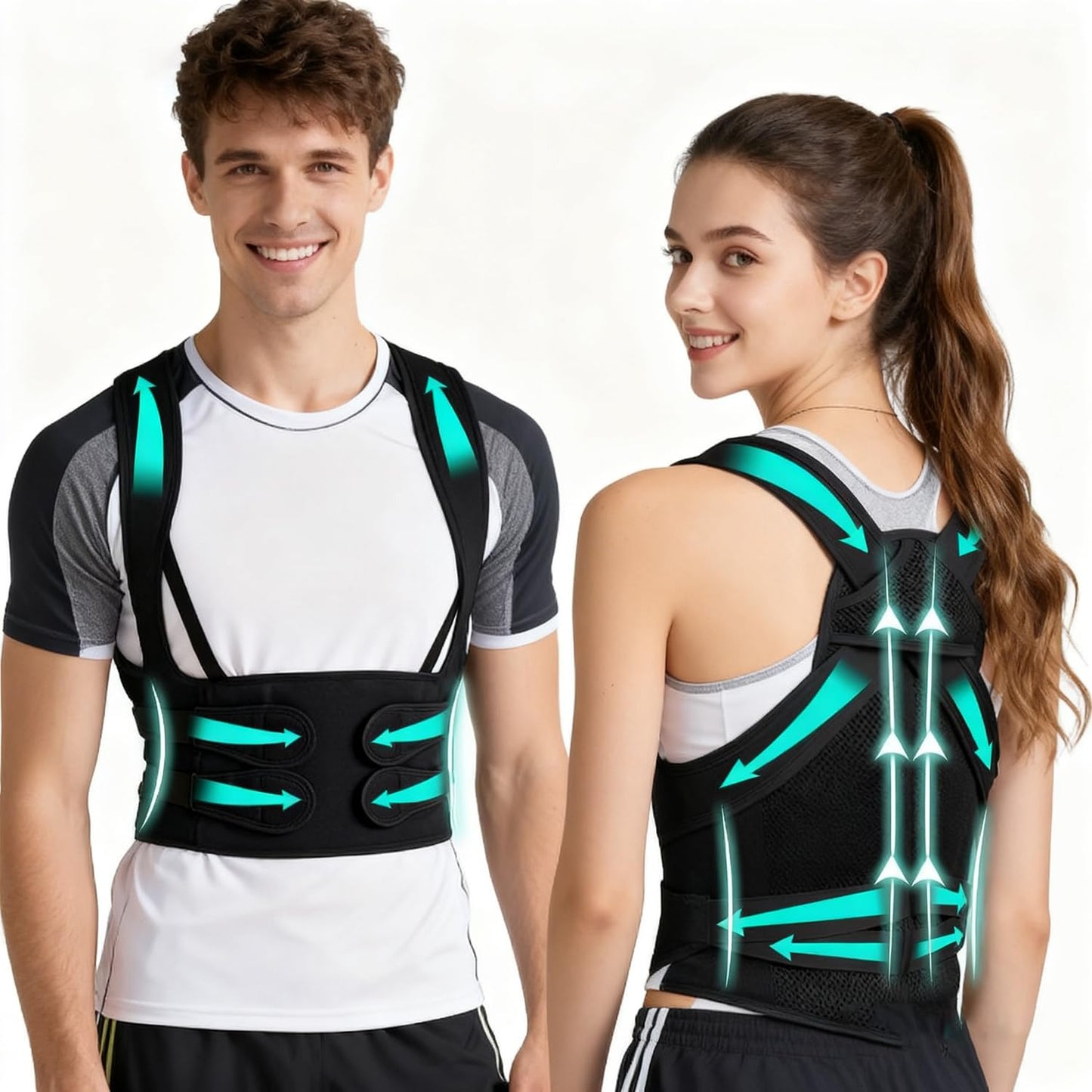 Upgraded Back Brace Posture Corrector, Adjustable Support for Men & Women, Full Back Straightener for Upper & Lower Back Pain Relief, Hunchback, Scoliosis Hunchback Spine Corrector(L)