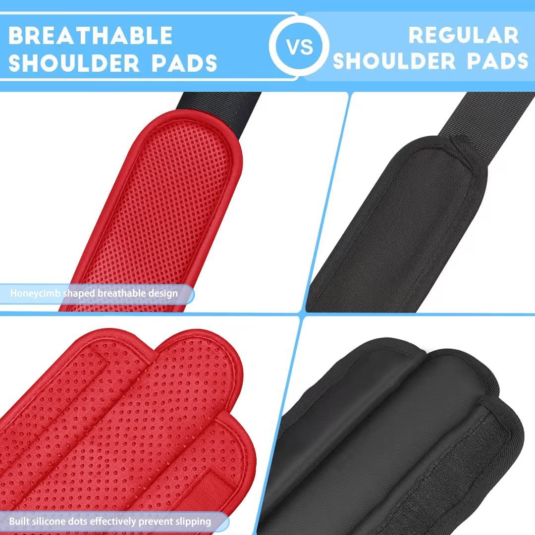 ZINZ 2-Pack Universal Shoulder Pad with Ultra Thick Cushion for Bag Luggage Bag Crossbody, Plus Long & Anti-Slip & Breathable,Red