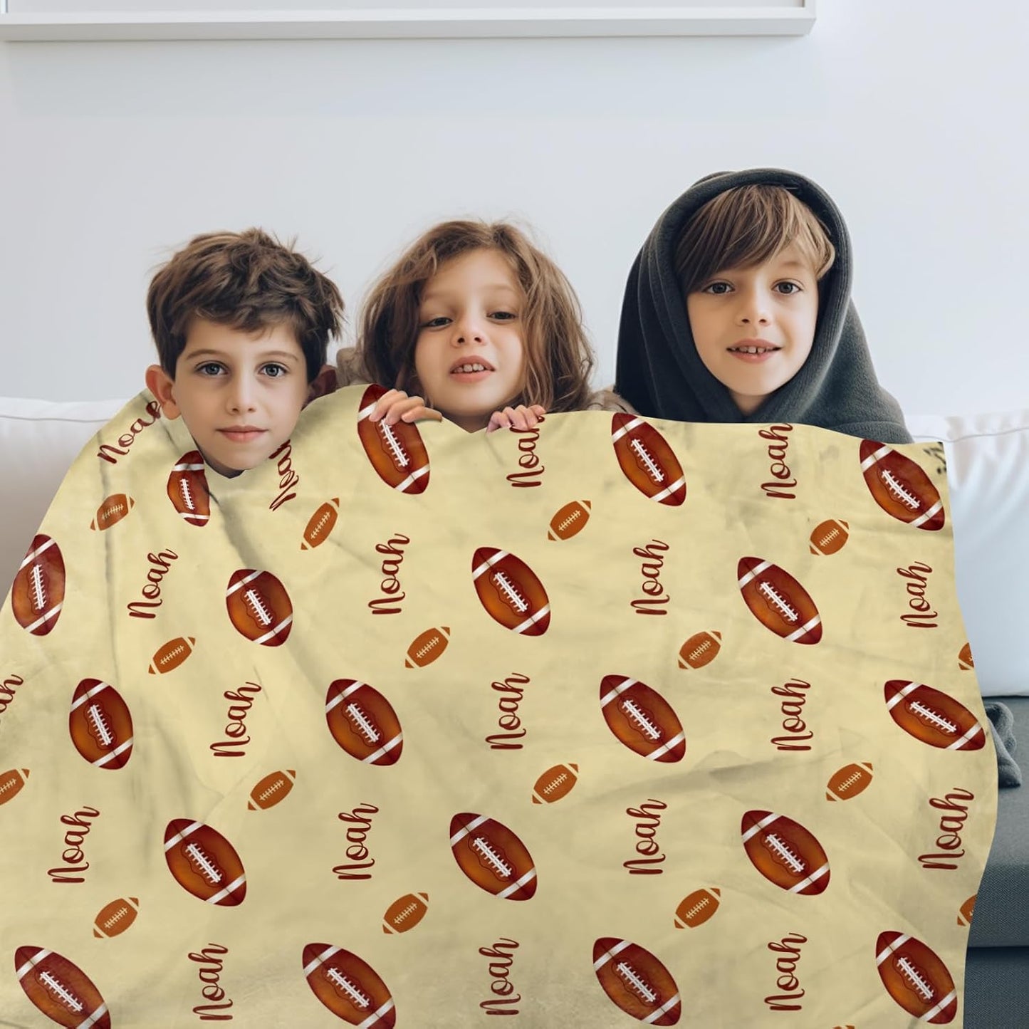 Custom Name Football Blanket - Personalized Names Soft Plush Flannel Throw Blankets for Baby Kids Teen Boys Girls Holidays Birthdays Gifts Color14