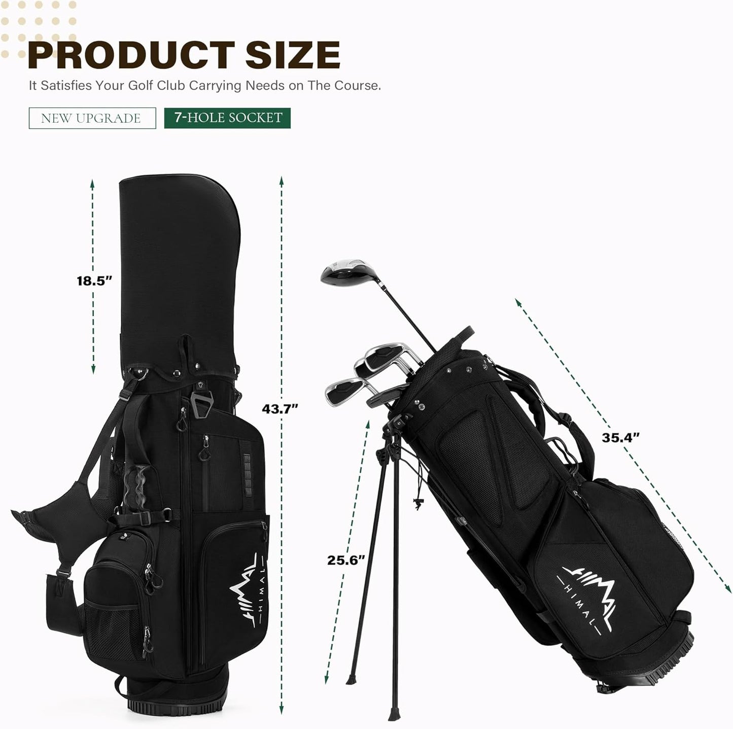 Golf Stand Bag with 7 Way Top Dividers, Lightweight Golf Bags for Men Women with Multiple Pockets, Dual Straps