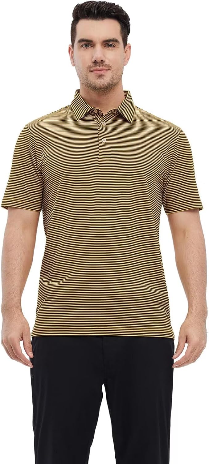 Golf Shirts for Men Dry Fit Short Sleeve Print Performance Moisture Wicking Polo Shirt