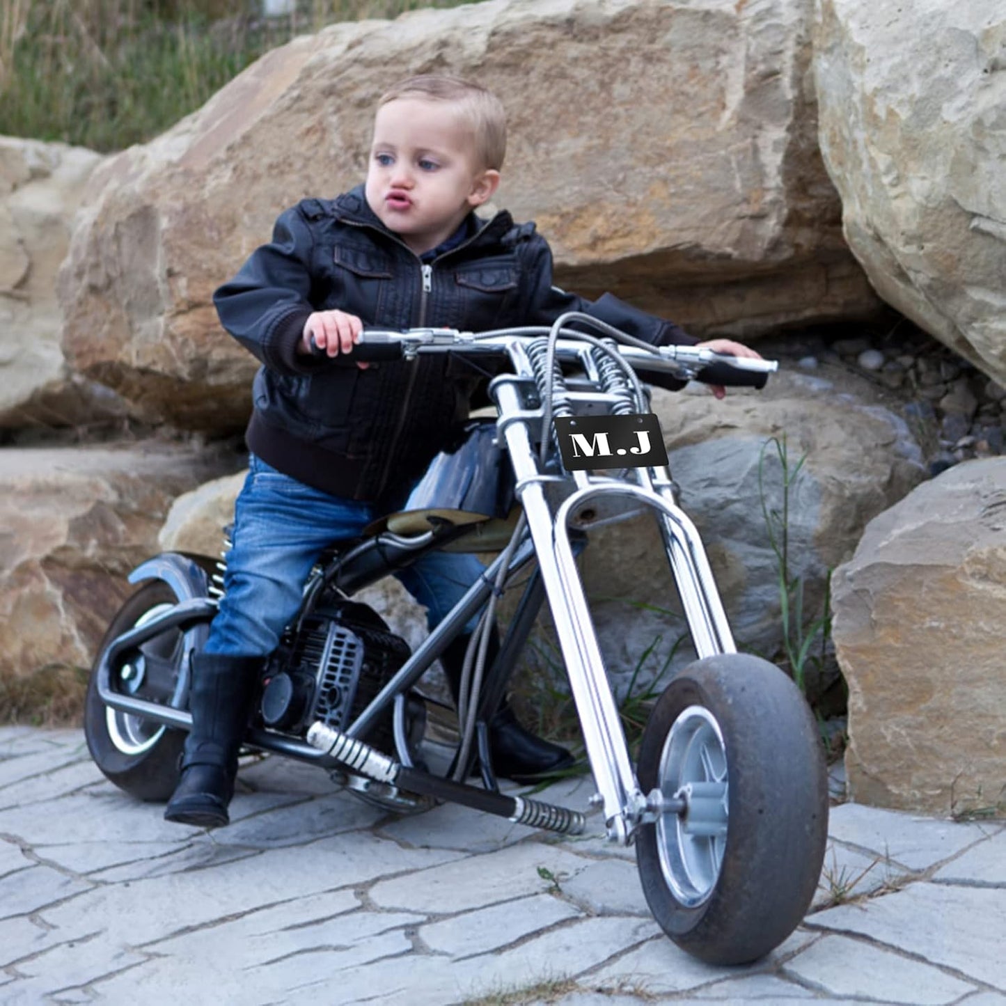 Mini Custom Personalized License Plate 4x2/7x4/12x6 Inch Novelty Small Customized Bike License Plate for Kids Bike Bicycle Toy Car Power Wheels Wagons Golf Cart Accessories,Keychain,4"x2",Style 4