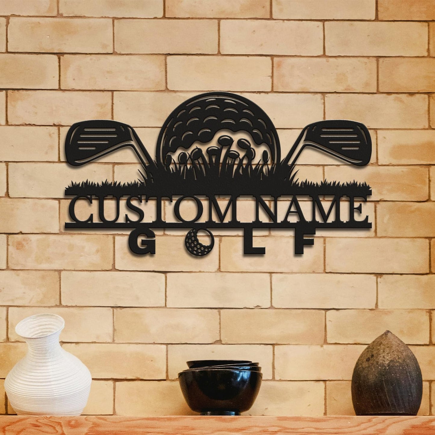 Personalized Custom Crossed Golf Metal Wall Art,Personalized Golfer Name Sign Decoration For Room,Hole Golf Club Decoration (Style-10)