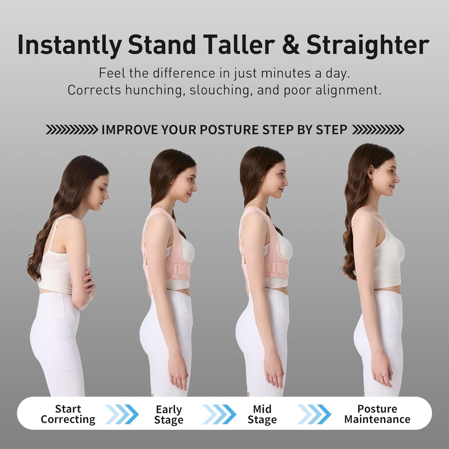WNIEYO Back Brace Posture Corrector for Women Shoulder Straightener for Upper and Lower Back Pain Improving Postura Support Belt for Scoliosis (Pink XS/S)