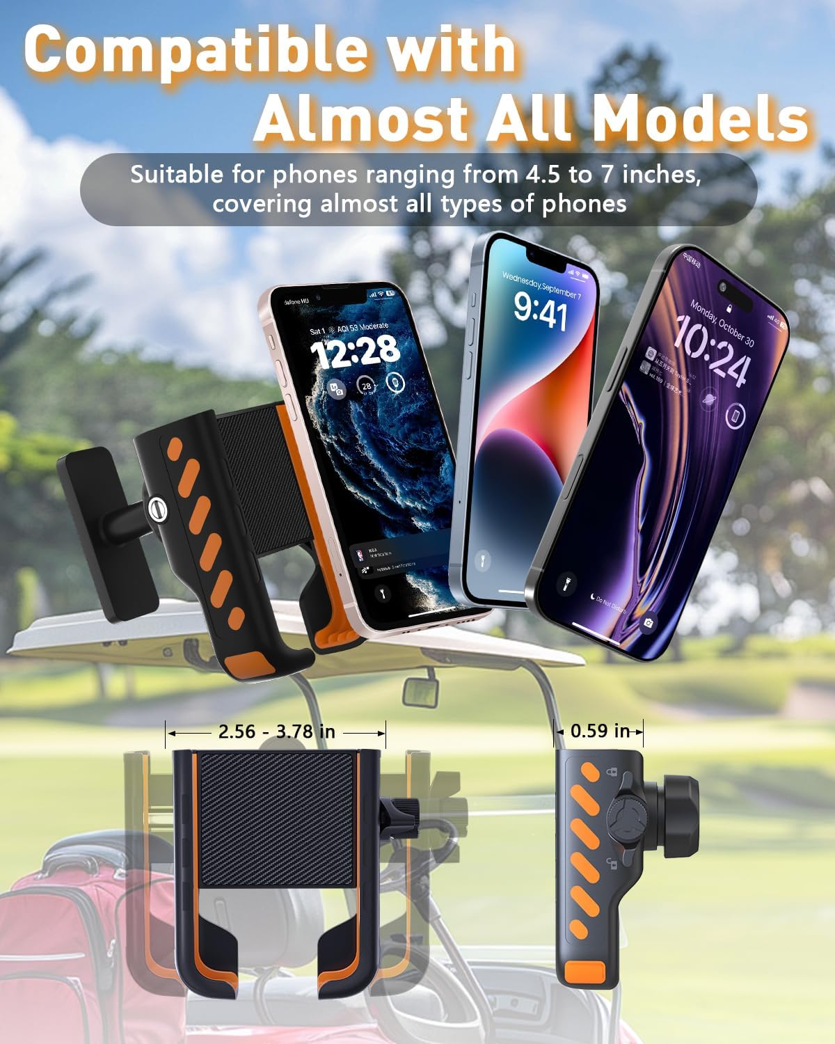 Golf Cart Phone Holder, Magnetic Phone Holder for Golf Cart, with Super Strong N52 Magnets, Fits EZGO/Yamaha/Club Car/Icon Golf Cart, Golf Accessories for Men & Women - Golf Cart, Gym (1 Pack)