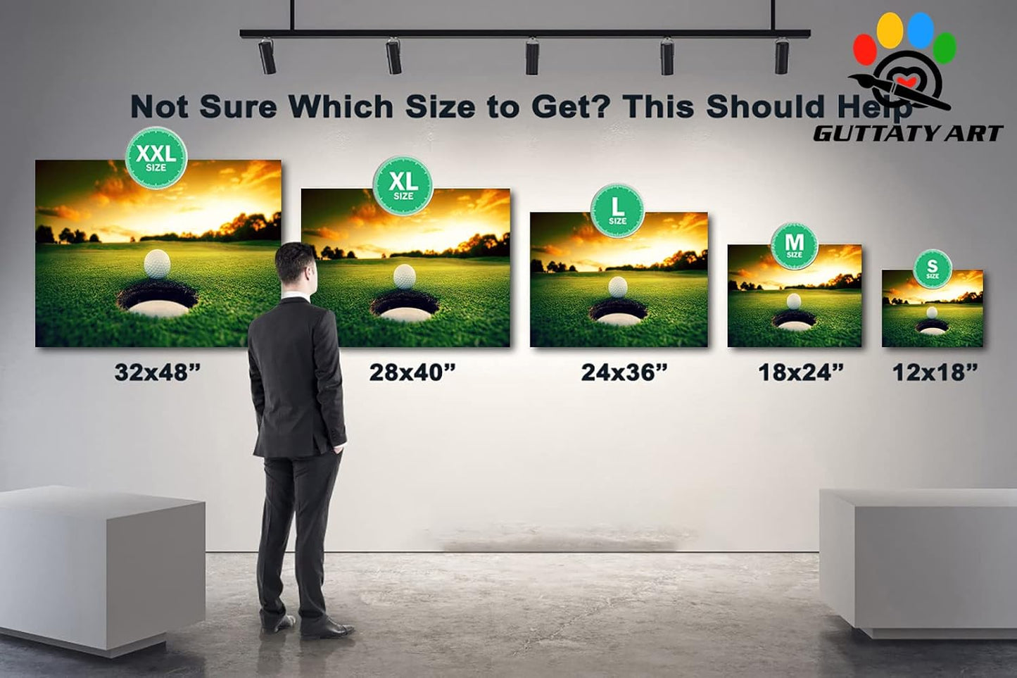 Sport Canvas Wall Art, Golf Wall Art Painting Prints for Living Room Wall Decor, Golf Ball Near Hole Landscape Poster Picture for Bedroom Decor, Framed Artwork for Office Home Decor 12x18 Inches