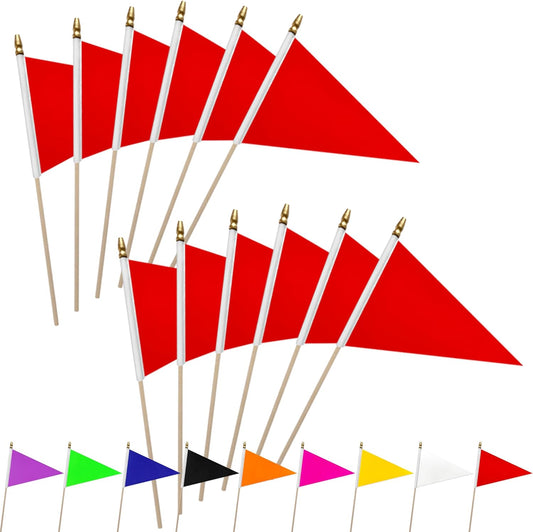 20 Pack Solid Color Red Blank Pennant Flags on Wood Stick Small Mini Plain DIY Graffiti Flags,Decorations for Parades,Grand Opening,Kids Birthday,Sports Clubs,5x8 Inch