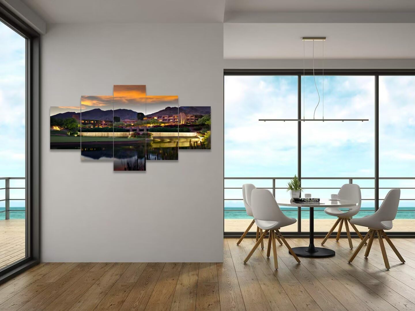 chenchenArt Foothill Mountains Golf Course Wall Art for Office Living Room Bedroom Home Decorations Golf Course Pictures Posters Canvas Prints Modern Artwork Framed Ready to Hang(50''W x 24''H)