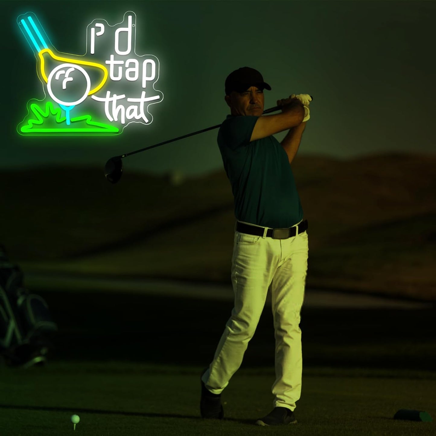Golf Neon Sign for Wall Decor Golf Neon Light for Man Cave Putter LED Light Up Sign for Club Bedroom Shop Party Game Room Bar Sport Wall Decor,Christmas Gifts for Golfer Size14.5 * 12.5inches(JTD288)