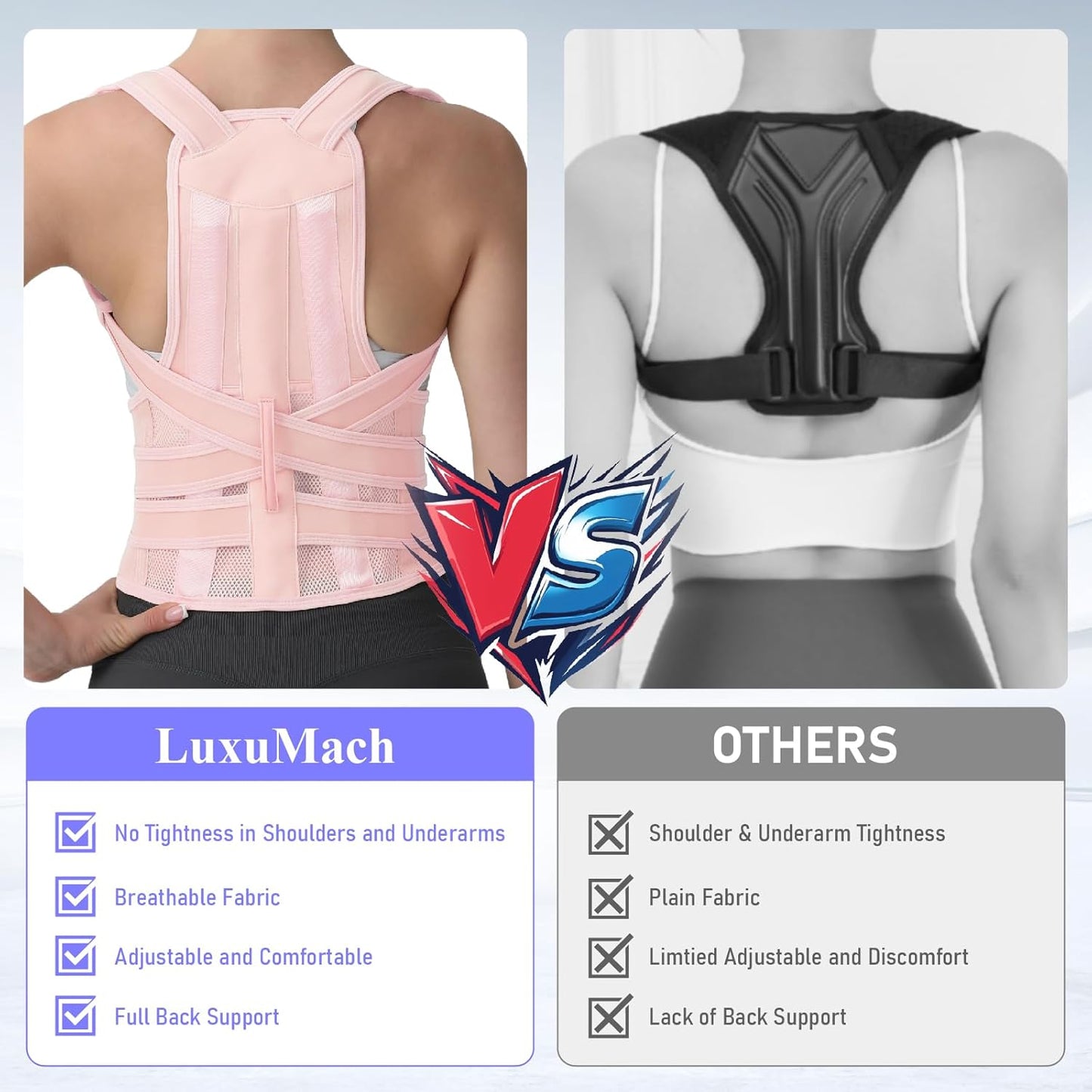 Posture Corrector for Women and Men, Back Brace with Full Back Support, Adjustable Shoulder Straightener for Upper & Lower Back Pain Relief, Scoliosis, Hunchback (Large, Pink)