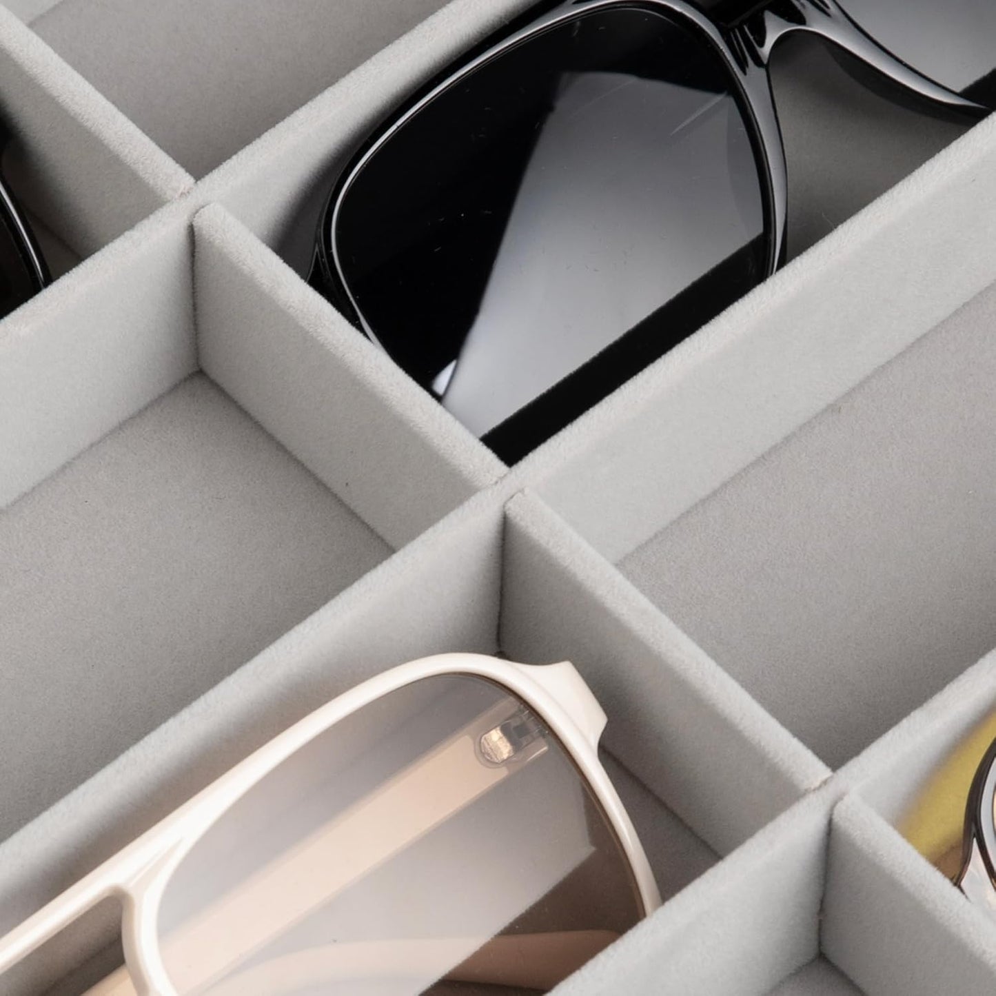 Frebeauty Sunglass Organizer,Velvet Glasses Organizer,8-Slot Sunglasses Tray for Drawer, Men's/Women's Sunglasses Box