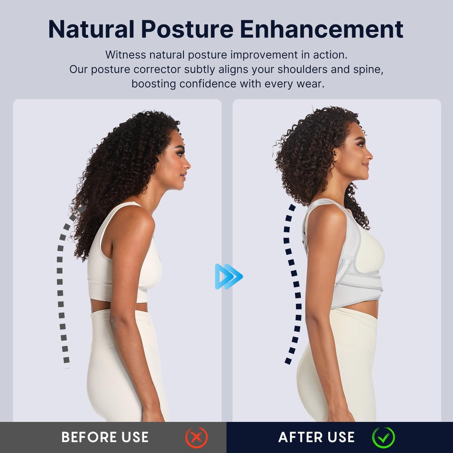 Fit Geno Posture Corrector for Women & Men: Adjustable Lightweight Upper Back Brace for Neck Shoulder & Upper Back Pain Relief - Improve Posture Correct Hunchback Slouching Invisible Under Clothes (M/L Under Bust 35" - 47")