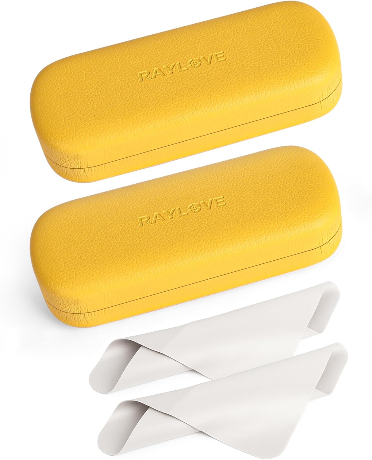 RayLove Glasses Case Hard Shell Eyeglass Case with Cleaning Cloth, PU Leather Protective Eye Glass Cases Fits Most Sunglasses