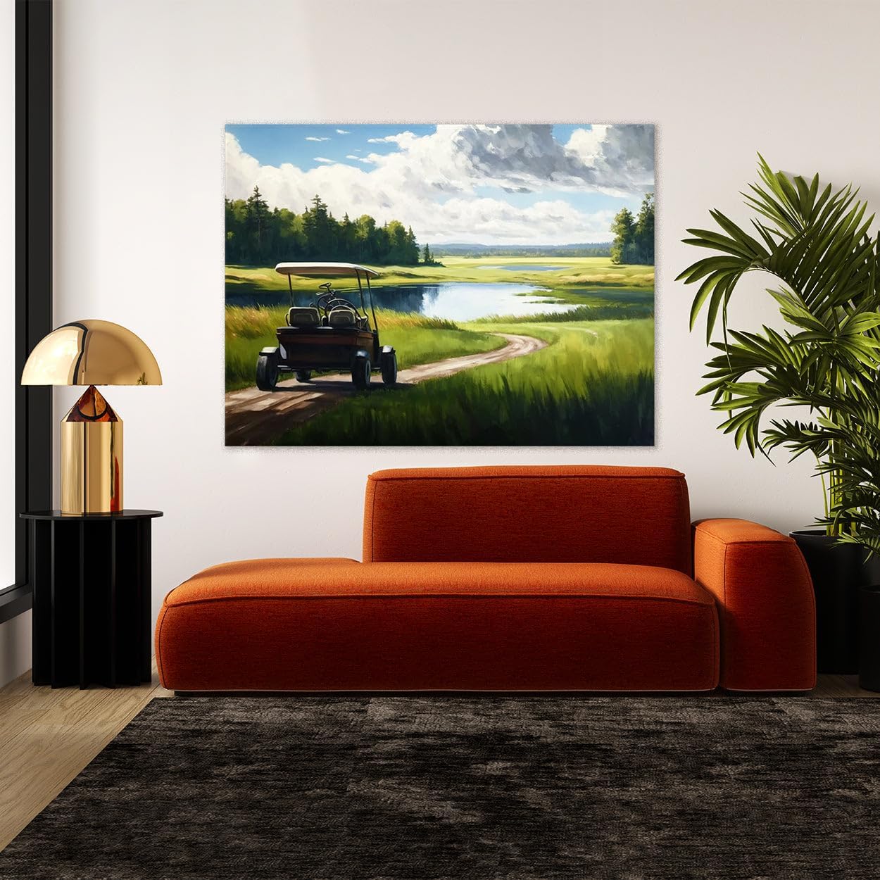 Sense Canvas Golf Cart Fairway Landscape 23 Canvas Art - Home Decor Wall Art Print Poster Painting Small 16x12 / 0.75"