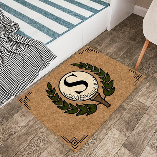 Personalized Golf Doormat – Personalized Welcome Mat with Family Name Year – Non Slip Outdoor Entry Rug for Porch, Garage, or Golf Lover Home Decor, for Men (Golf Doormat 02)