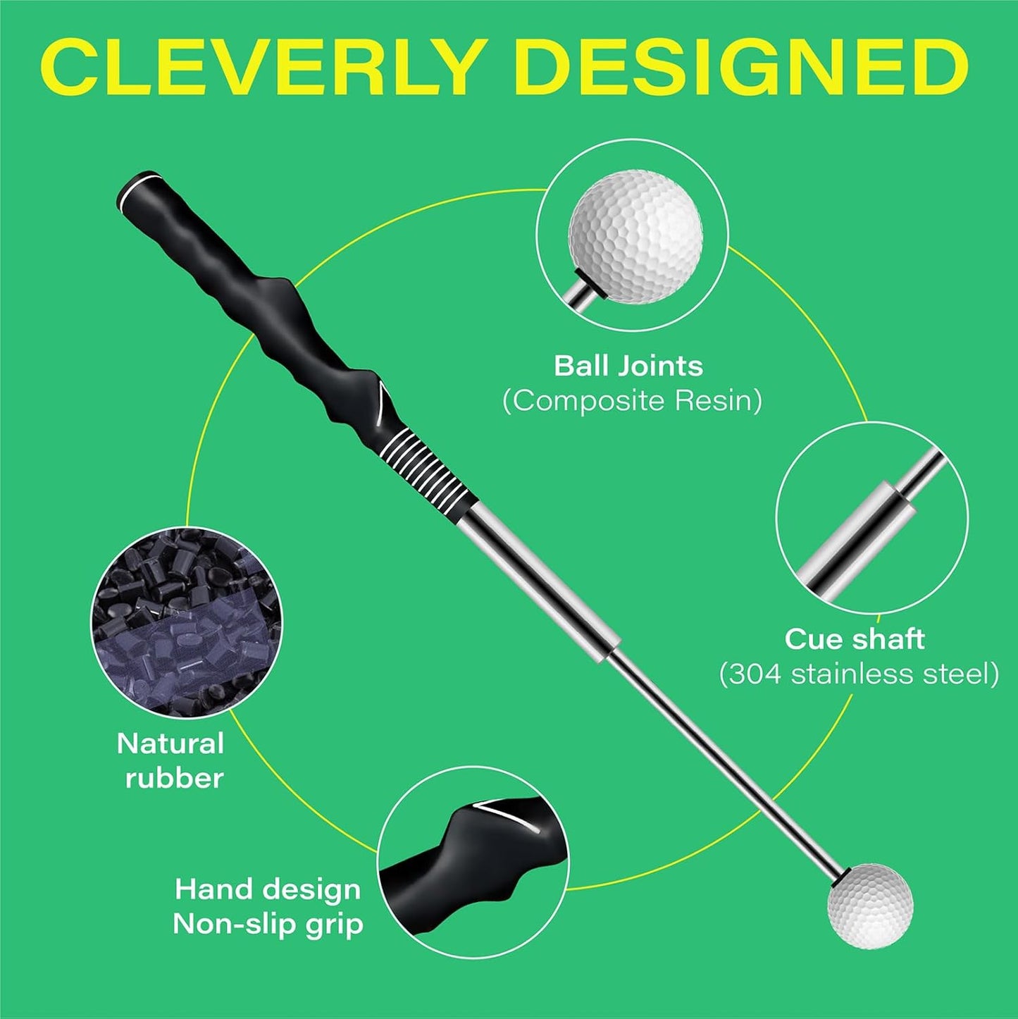 Joyniper Golf Training Wrist Trainer Golf Swing Practice Stick - Strength and Rhythm Training for Improved Shot Swing Control