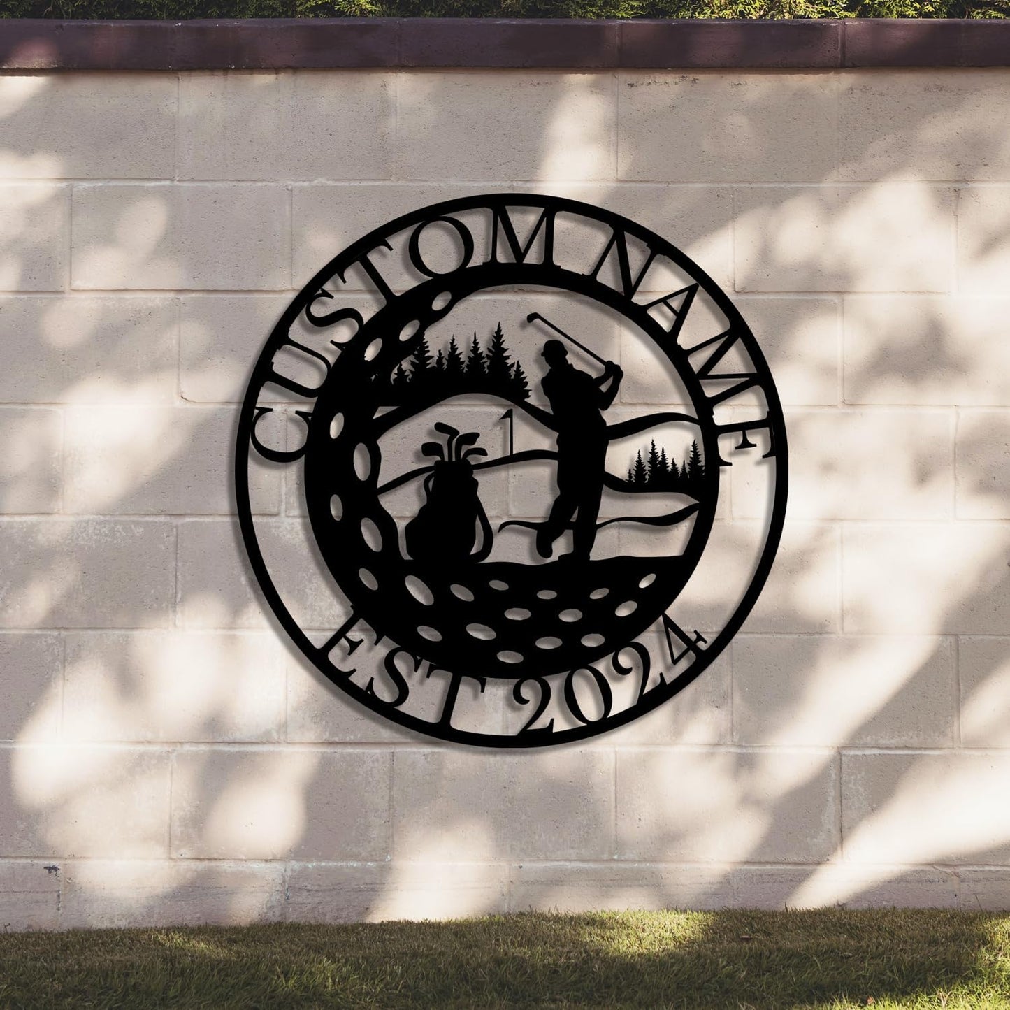 Personalized Custom Crossed Golf Metal Wall Art,Personalized Golfer Name Sign Decoration For Room,Hole Golf Club Decoration (Golf A)