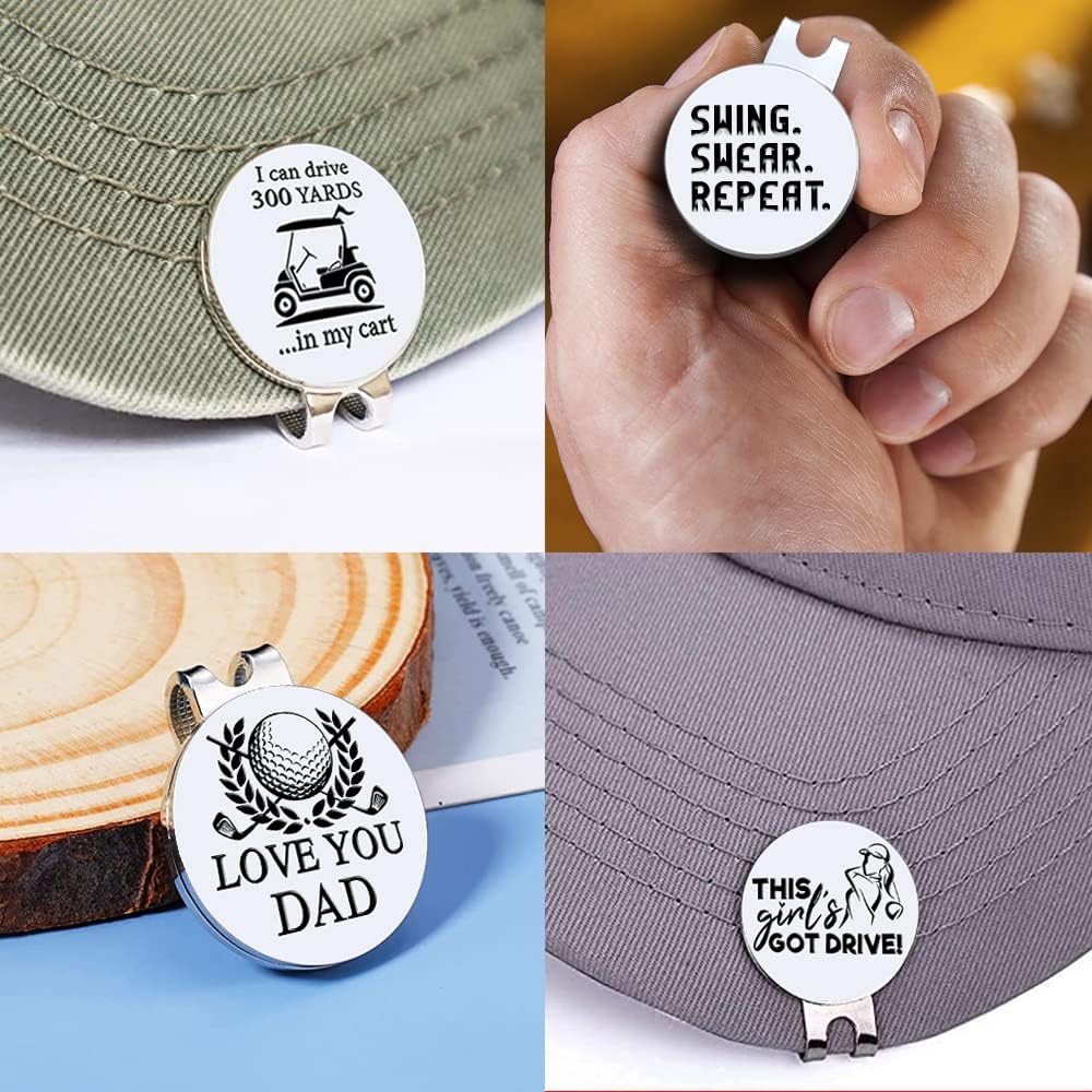 Men Golf Ball Marker with Magnetic Hat Clip, Funny Golf Accessories Gifts for Men, Novelty Birthday Gifts for Male Golfer Fan