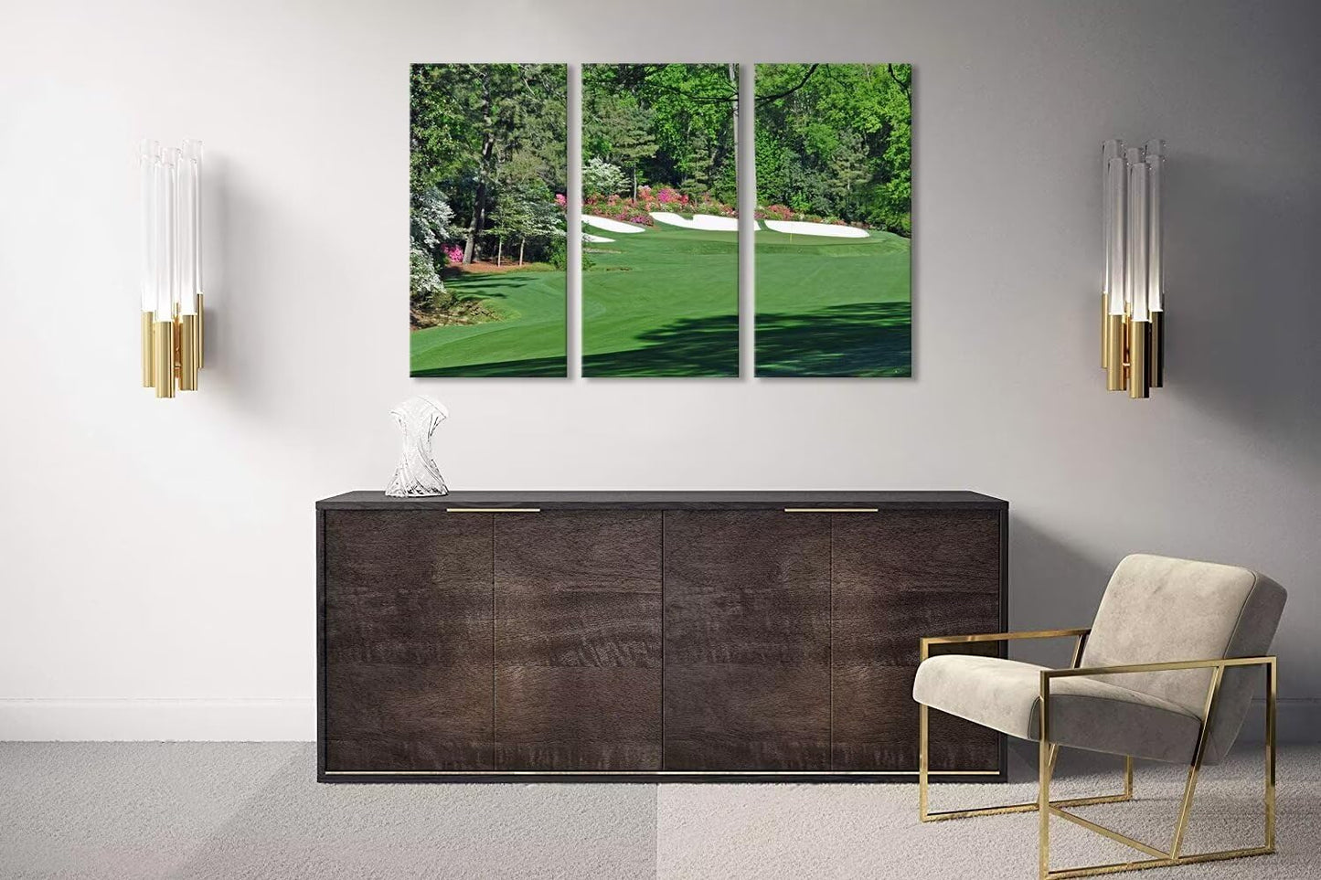 Augusta National Golf Course Wall Art Pictures - Augusta Golf Course Wall Decor for Living Room Bedroom Bathroom Home Decorations Golf Posters Canvas Prints Framed Ready to Hang(14''W x 28''H x3)