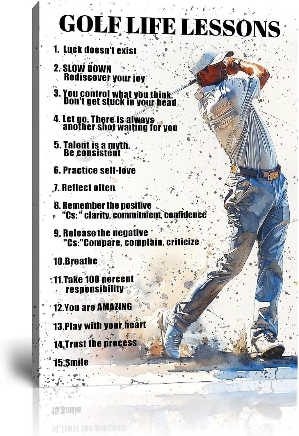Golf Wall Art Golf Sports Poster Inspirational Quotes Picture Wall Decor Canvas Print Golf Sign Painting Artwork for Living Room Office Club Home Decorations Framed Ready to Hang (28 x 44 inch)