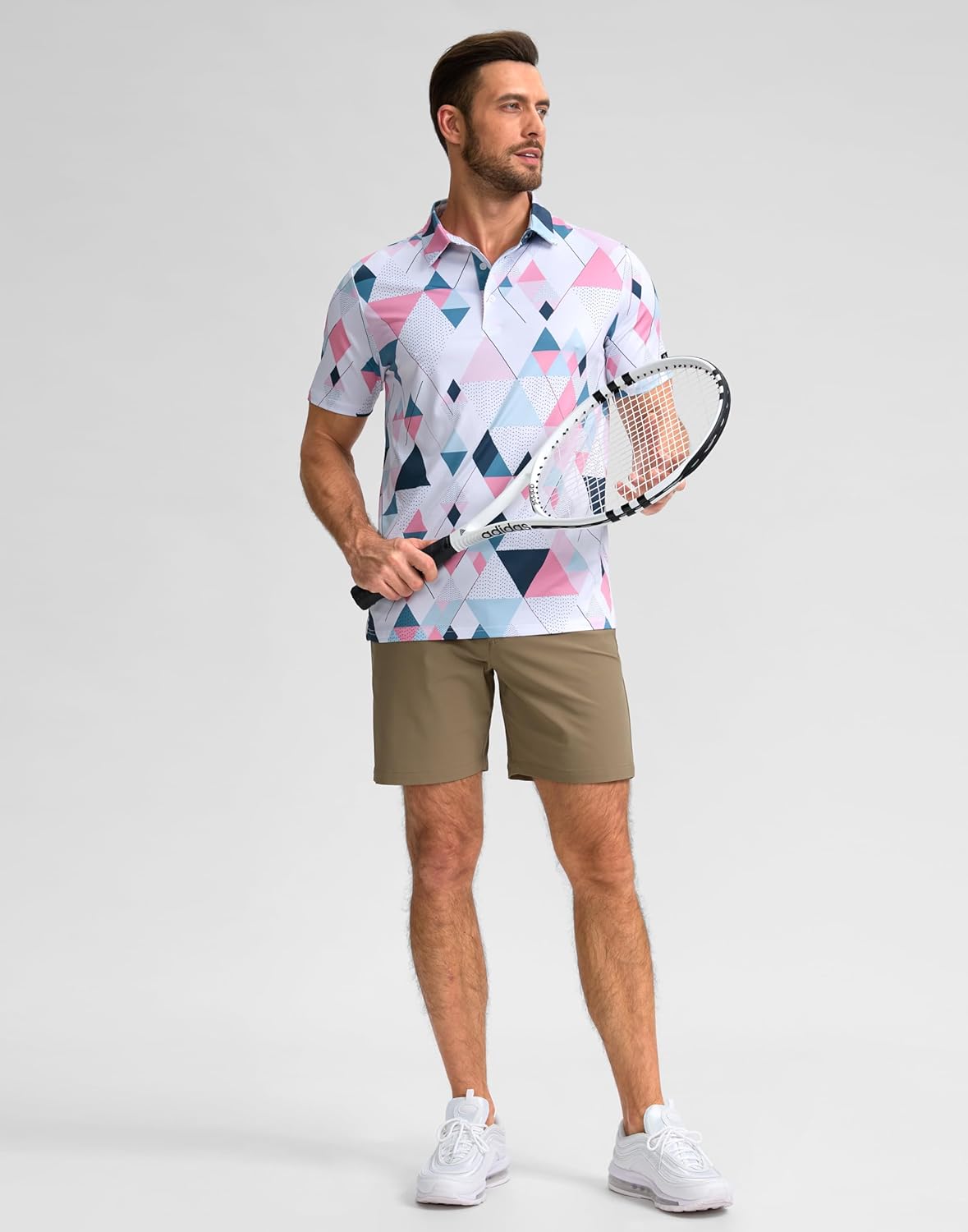 Obla Mens Golf Polo Shirts Short Sleeve Dry Fit Performance Moisture Wicking Casual Print Collared Golf Shirts for Men