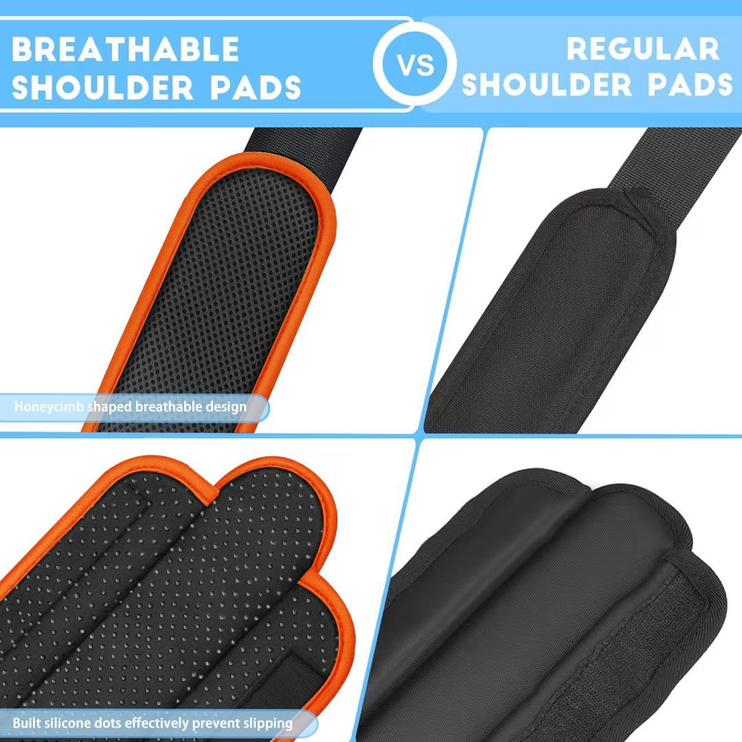 ZINZ 2-Pack Universal Shoulder Pad with Ultra Thick Cushion for Bag Luggage Bag Crossbody, Plus Long & Anti-Slip & Breathable,Grey-Orange Edge