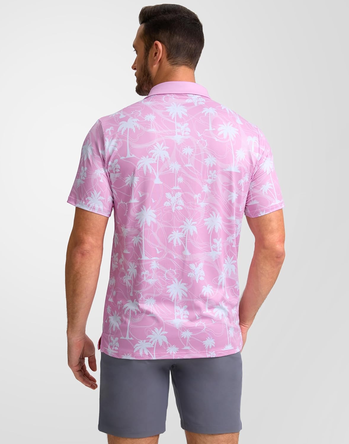 Obla Mens Golf Polo Shirts Short Sleeve Dry Fit Performance Moisture Wicking Casual Print Collared Golf Shirts for Men