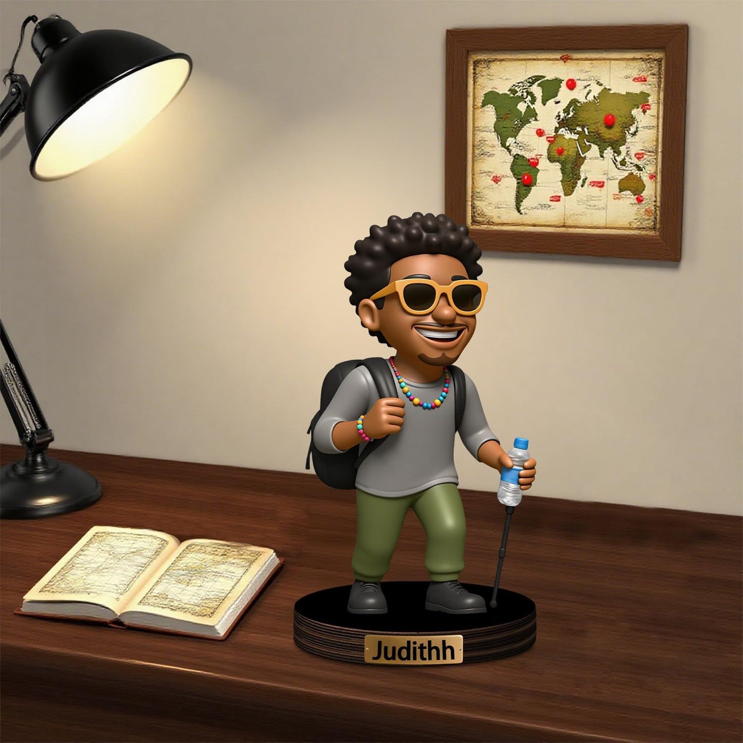 Personalized Cartoon Photo Sculpture Ornament Custom Name 2D Acrylic Photo Casual Cartoon Style Figurine Desk Decor Gift for Men Women Family Couple Birthday Xmas (Style 10)